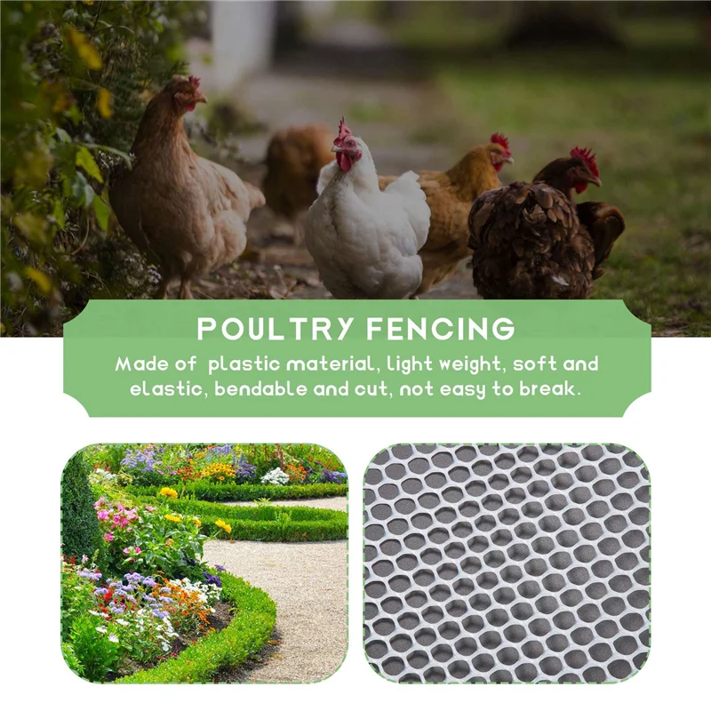 Imagen 4: ¡Promoción! Valla de alambre de plástico reutilizable para pollo, malla Hexagonal duradera y ligera, proyecto DIY para el patio del jardín del hogar