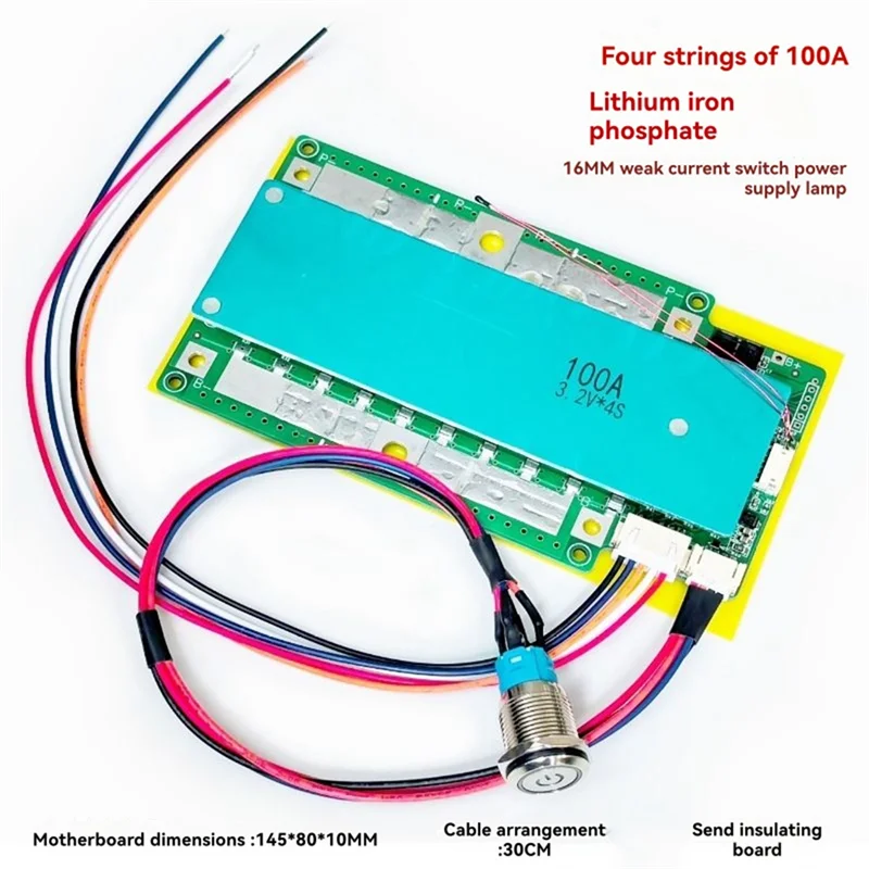 

A26F-BMS LFP Lifepo4 Battery Protection Board With Built-In Switch 4S 12.8V Car RV Inverter Charge Discharge Current Protector