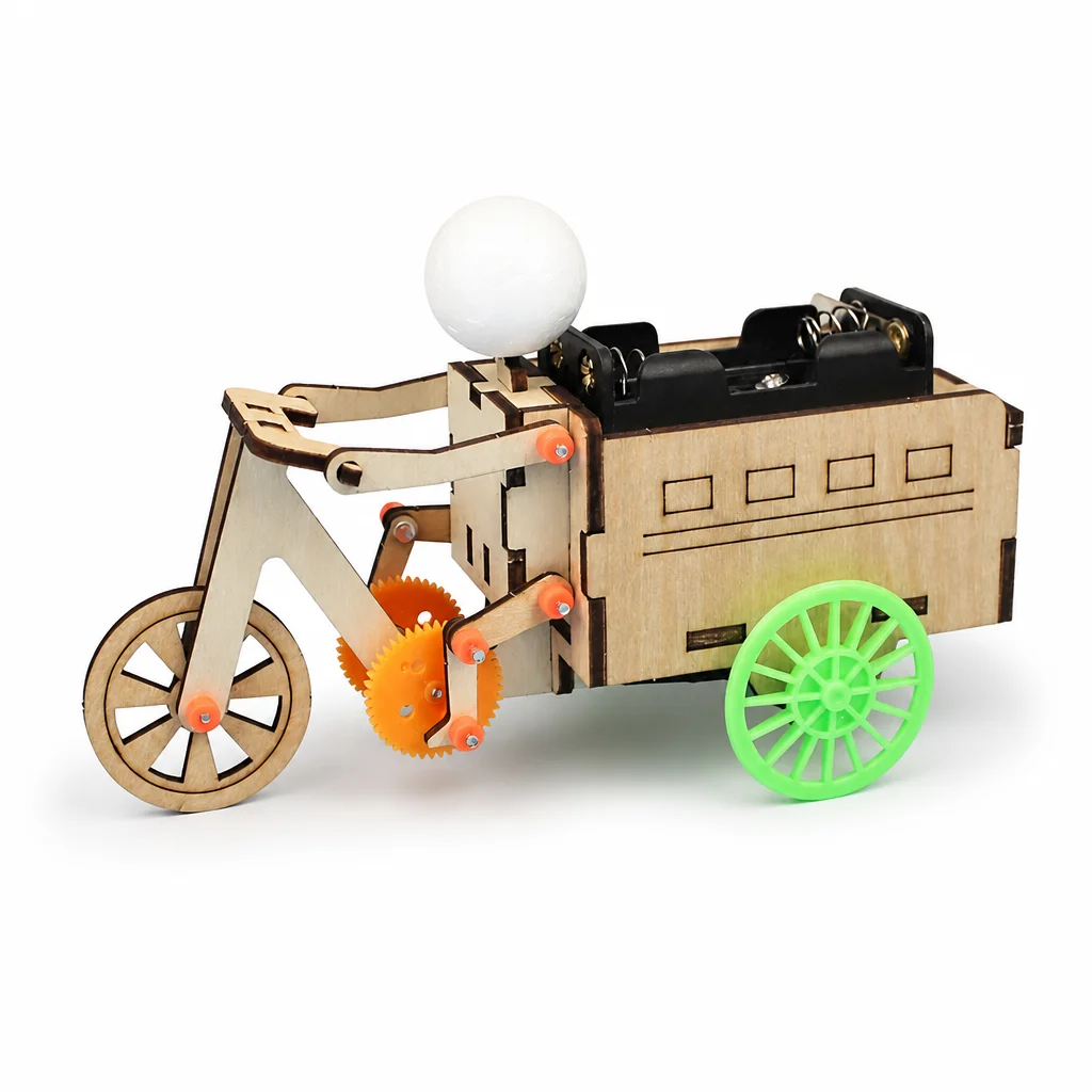 Wooden DIY Tricycle Model STEM Science Kits for Kids Physics Learning Educational Toy Manual Assembly School Teaching Aids