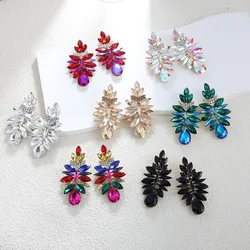 Niche new in high-end women's earrings super sparkling drop shaped earrings for women alloy rhinestone flower gorls jewellery