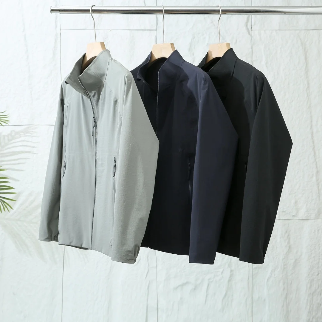 

Travel Series Men's Fce Jaet Stand Collar Lightweight Luxury Busin Casual Outerwear Proced with Heat Pr