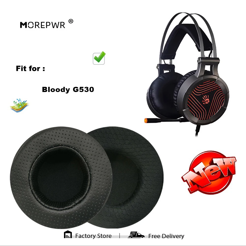 Morepwr New Upgrade Replacement Ear Pads for Bloody G530 G-530 Headset Parts Leather Cushion Velvet Earmuff