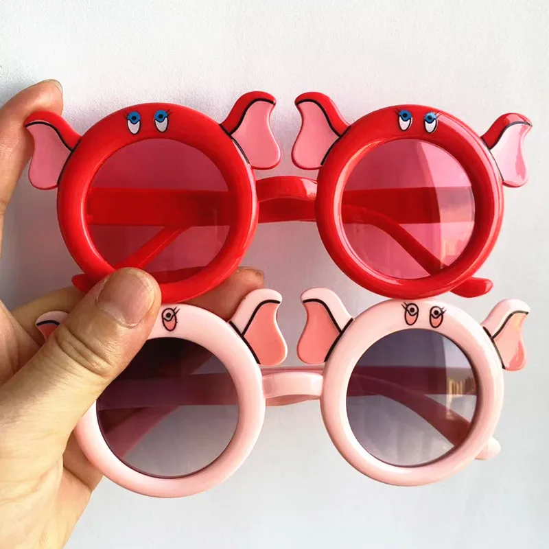 

Fashion Cartoon Sun Glasses Kids Anti-UV Spectacles Funny Eyeglasses Round Lens Google Children RED Elephant Sunglasses