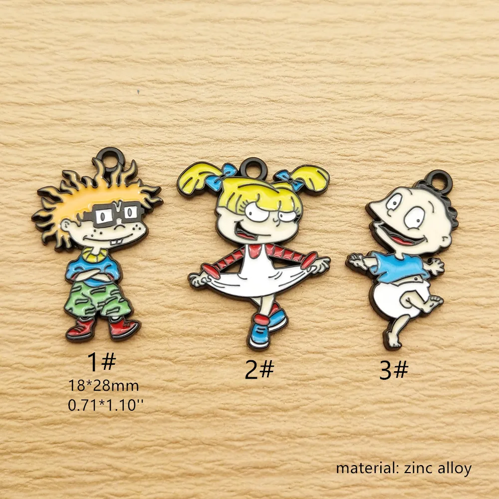 10pcs Cartoon Anime Charm for Jewelry Making Enamel Necklace Bracelet Pendant Diy Accessories Making Alloy Metal Black Plated