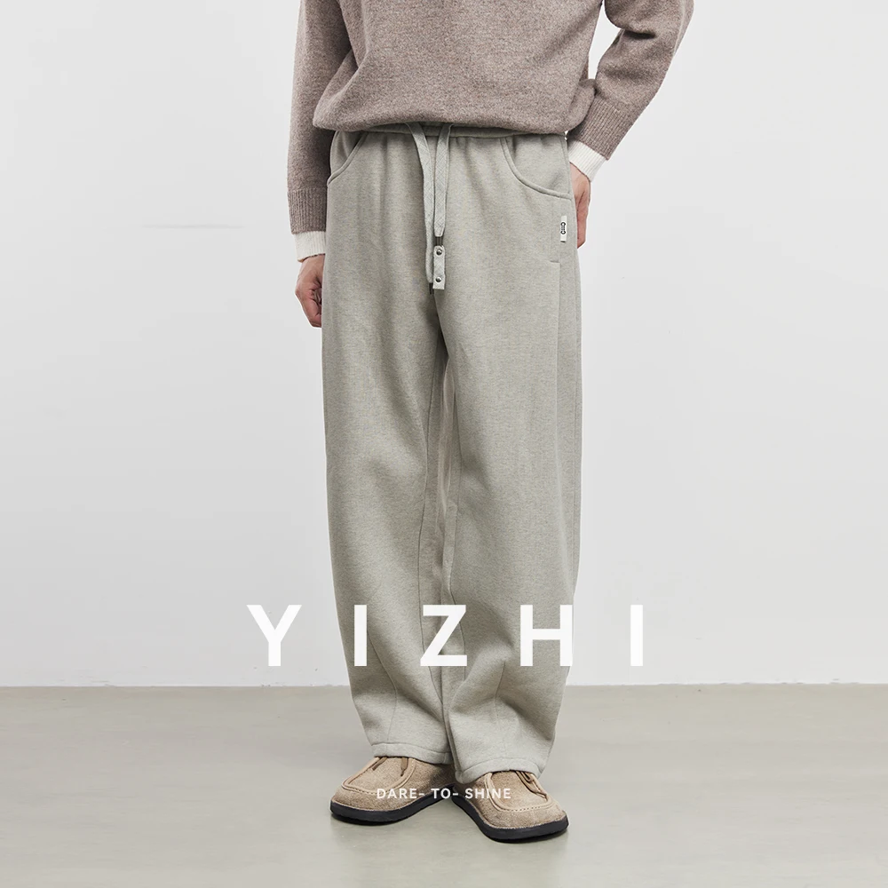 

Модные мужские свободные повседневные спортивные штаны на шнурке, осень-зима 2023, новые утолщенные прямые модные спортивные штаны