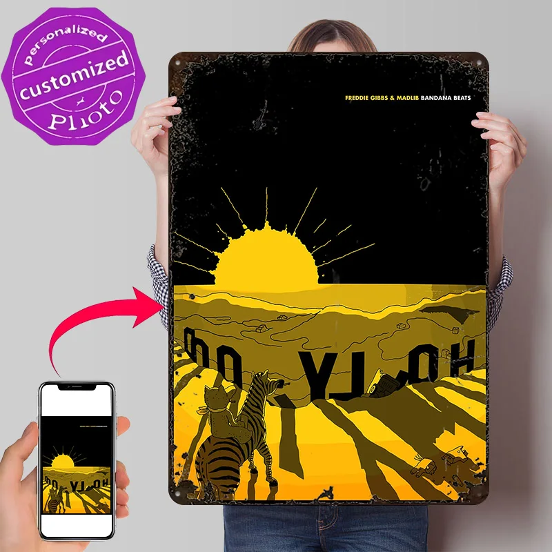 Bandana Beats Sunset Artworks 3D Texture Metal Poster Customized Wall Art Tin Sign Gift for Mancave Bedroom Decoration Room Home