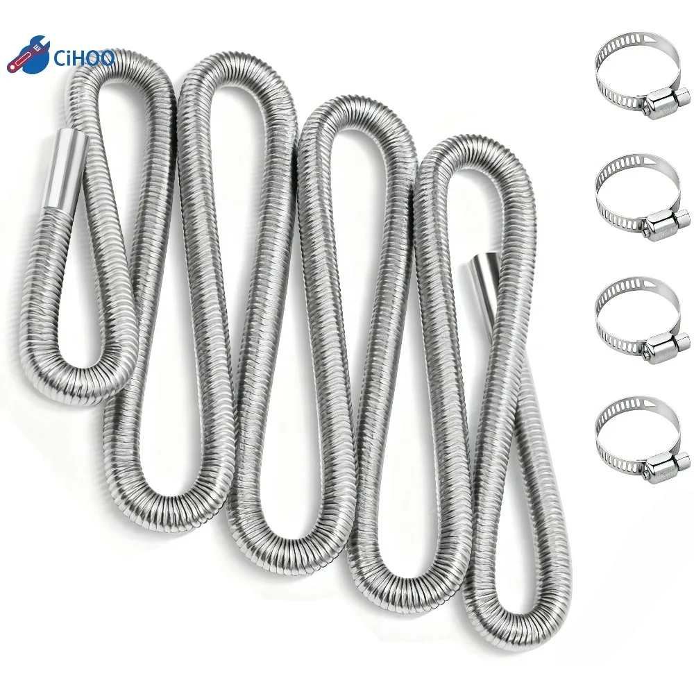 

0.98" Flexible Stainless Steel Exhaust Hose Diesel Heater Exhaust Tubing Kit with 4 Clamps for Parking Air Heater