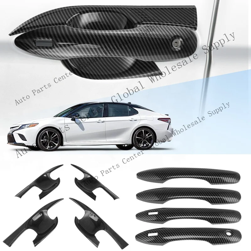 L+ carbon fibre look Door Handle Bowl Cover Trim 8p Set for Toyota Camry 2018-2026