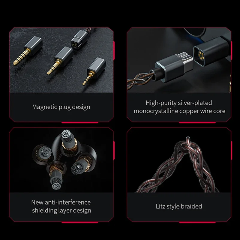 Fiio LF-RB MMCX ترقية كابل سماعة الأذن مع 2.5/3.5/4.4 مللي متر قابس مغناطيسي قابل للتبديل لقابس FH9/FH7/FD7/FD5 LF-TC LF-LT