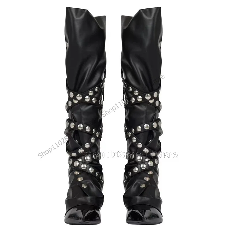 Metal Buckle Belt Fastener Twining Pointed Toe Boots Slip On Women Shoes Thin High Heels Fashion Sexy 2023 Zapatos Para Mujere