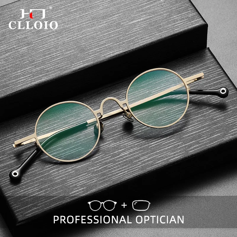 

CLLOIO Pure Titanium Anti Blue Light Glasses Men Women Personalized Elliptical Reading Glasses Optical Prescription Eyeglasses