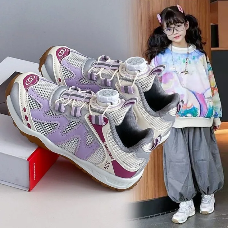 Girls Casual Sports Shoes Lightweight Mesh Kids Sneakers Casual Fashion Children Anti-slip Walking Running Shoes 2026 Summer New