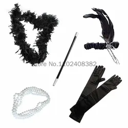 Ladies 1920s Flapper Girl Gatsby Fancy Dress accessori 5 pezzi Set Party Charleston Gangster Girl Costume accessorio retrò