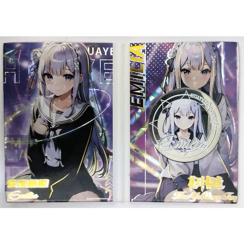 Anime Goddess Story Rare Gold Coins Laser Flash Card Kamisato Ayaka Emilia Toys for boys Collectible Cards Birthday Present