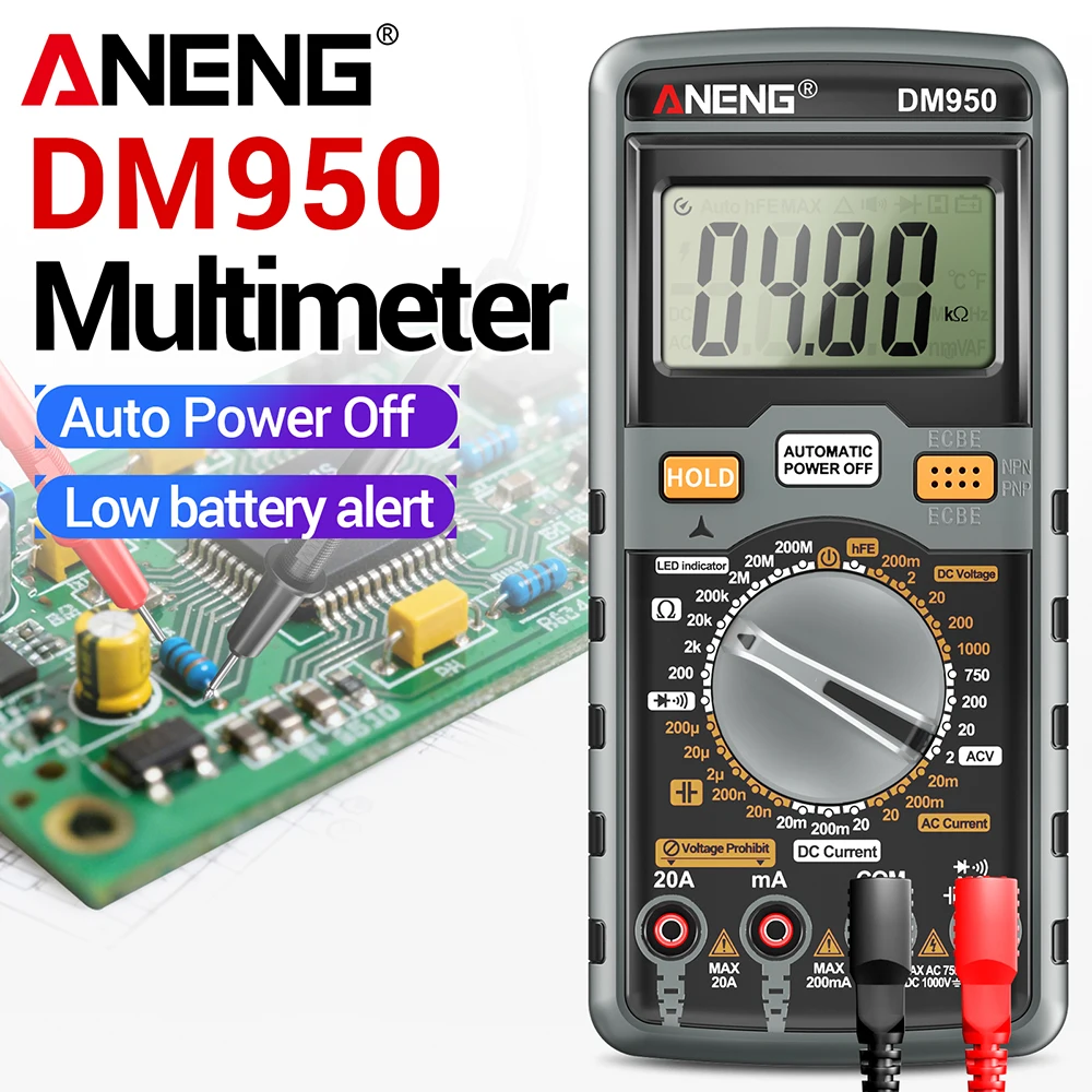 Digitales Multimeter Elektriker-Reparatur-Handtester AC DC Spannung Strom Widerstand Multifunktionales Multimetro ANENG DM950