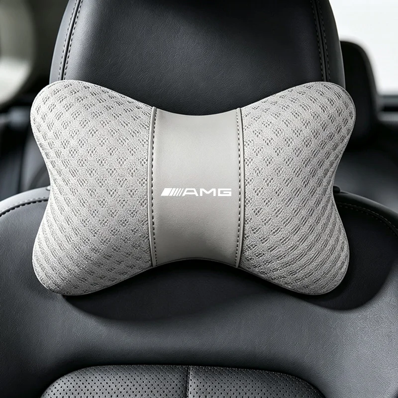 2Pcs PU Leather Car Pillows Headrest Neck Rest Cushion for Mercedes Benz AMG GLC GLE GLB CLA W205 W203 W204 W211 W212 W206 W210 view 2