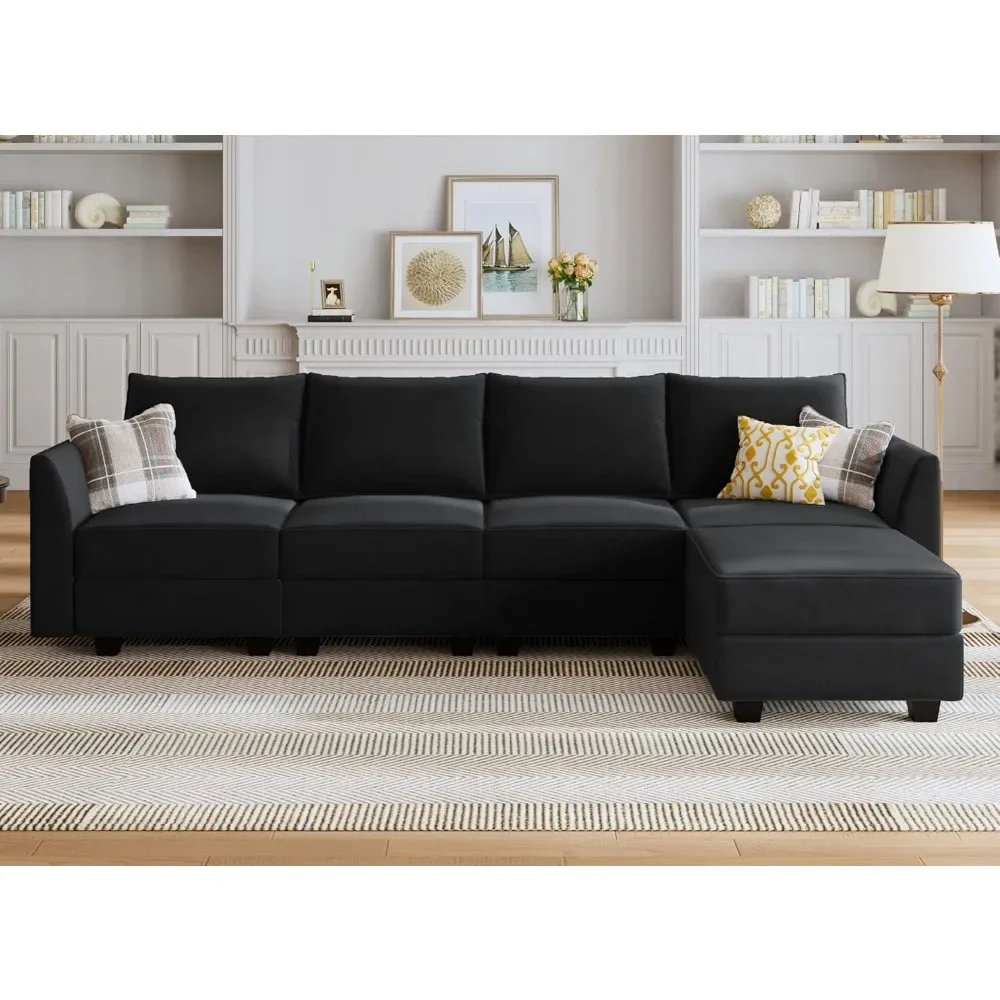 

Modular Sectional Sofa Velvet L Shaped Couch with Storage Ottoman Convertible Sectional Couch 4-Seat Sofa