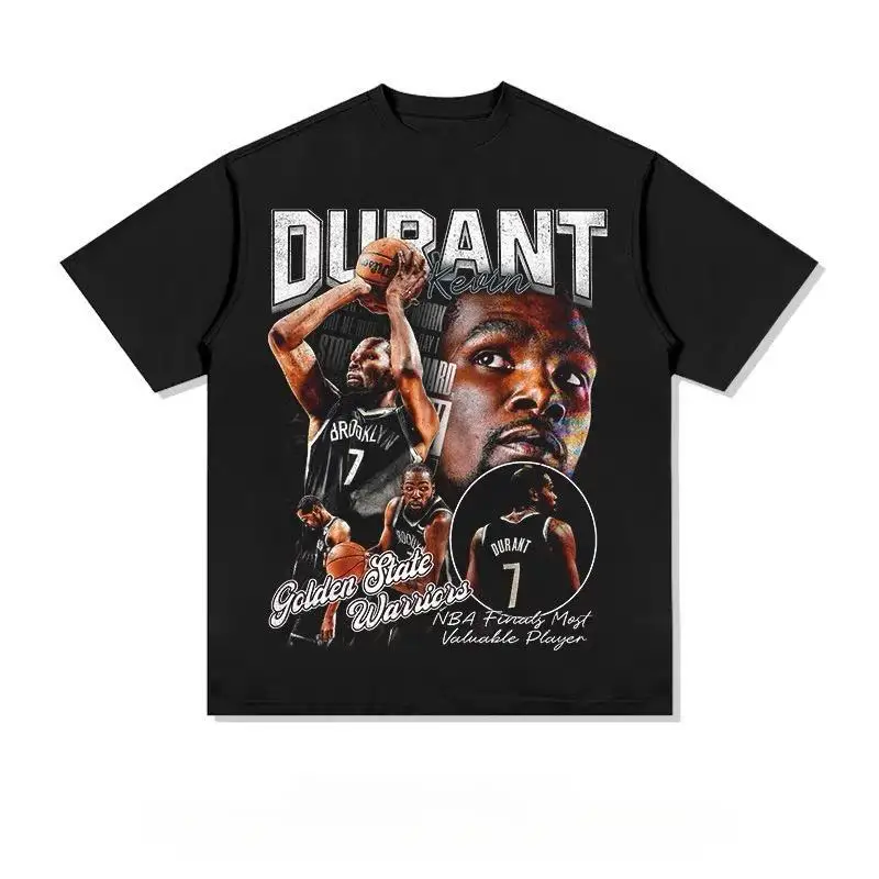Camiseta Kevin Durant para hombre y mujer, camiseta holgada de algodón de manga corta con estampado de MVP de las Finales, camiseta holgada sin tiempo de moda urbana