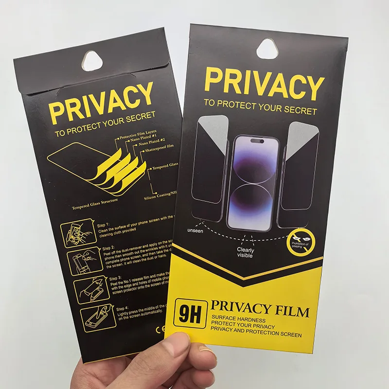 1000 pcs/lot Universal Retail Paper Package Bag Box For Smart Phone Privacy Tempered Glass Anti Spy Screen Protector Paper Bags