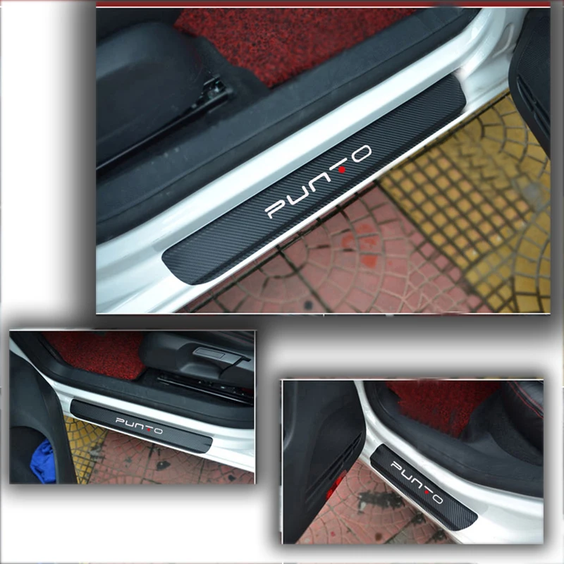 

For Fiat punto Carbon Fiber Vinyl Sticker Car Door Sill Protector Scuff Plate Car Accessories Car Styling