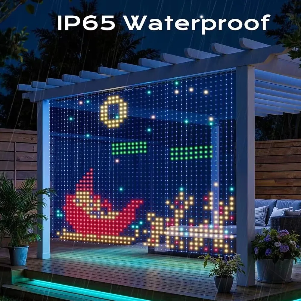 APP Control Curtain Lights IP65 Outdoor Garden Party LED Waterproof Landscape Path Light Night Ambience Pathway Lighting