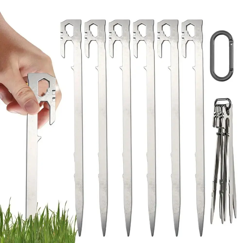 1/6pcs 28cm 26cm Camping Tent Stakes Stainless Steel Thickening Canopy Tent Pegs Lengthening Camping Ground Nail