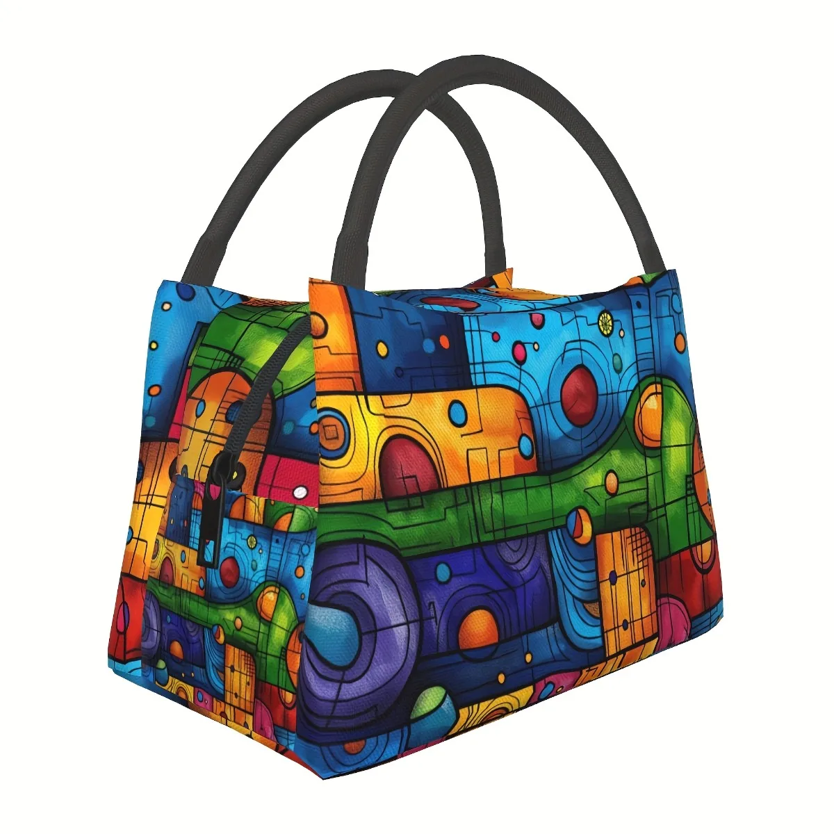 Vibrant Abstract Insulated Lunch Bag - Leakproof Reusable Thermal Cooler Tote With Sturdy Handles