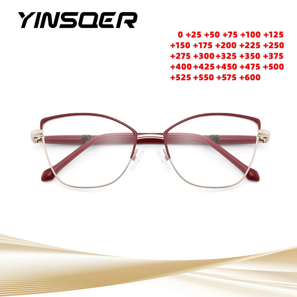 

Metal Classic Cat Eye Reading Glasses Anti-Blue Light Computer Eyeglass Women Optical CR39 Customized Prescription Myopia Frames