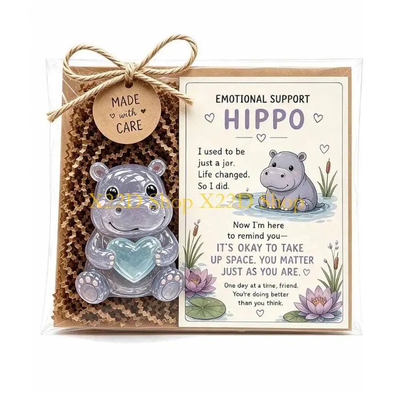 X22D Light Catching Miniature Glass Animal Figure and Encouragement Card, Small Display Piece for Desk or Shelf Placement