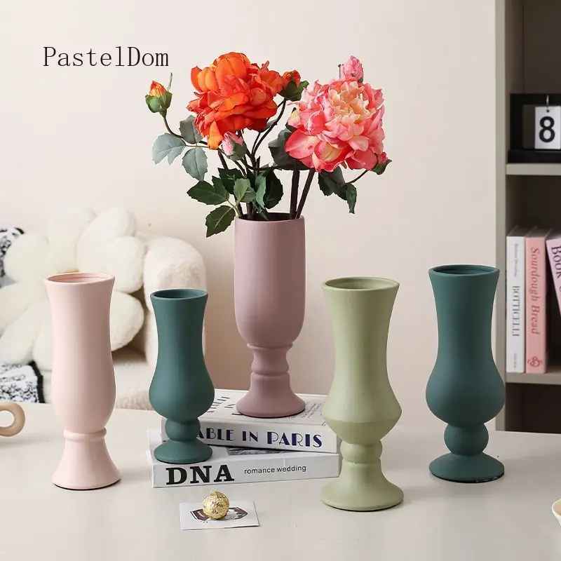 Morandi‑Color INS‑Style Ceramic Vase Desktop Ornament for Coffee Table Living Room Dried Flower Home & Guesthouse Decor