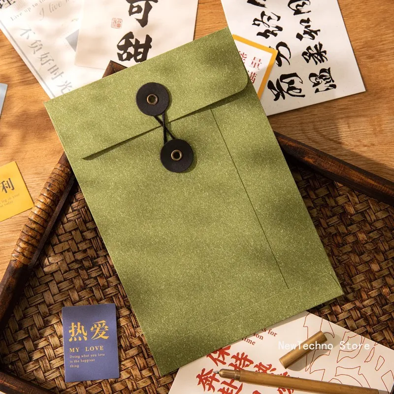 Buste di carta Kraft A4/A5/A6 con chiusura a cordoncino Buste marroni vintage stile europeo Biglietto d'invito squisito