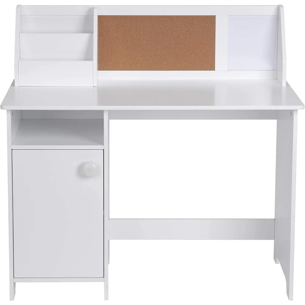 Kids Study Desk with Storage Wooden Children School Study Table with Hutch and Storage Cabinet for 3-8 Years Girls Boys