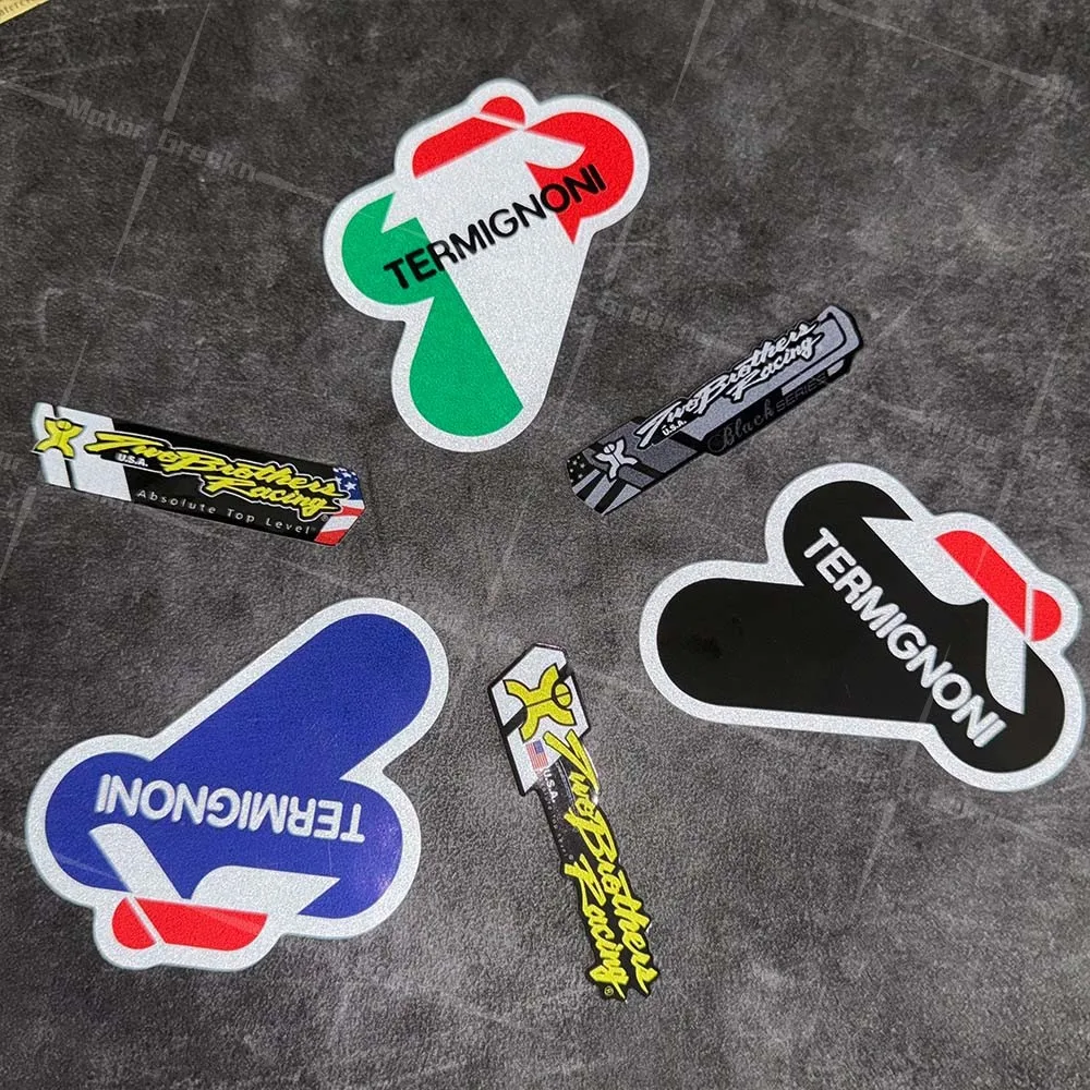 Image of Motorrad-Reflektoraufkleber Sponsor Two Brothers Racing TERMIGNONI Auspuffrohr Kotflügel Karosserie Dekorative Aufkleber Vinyl Wasserdicht