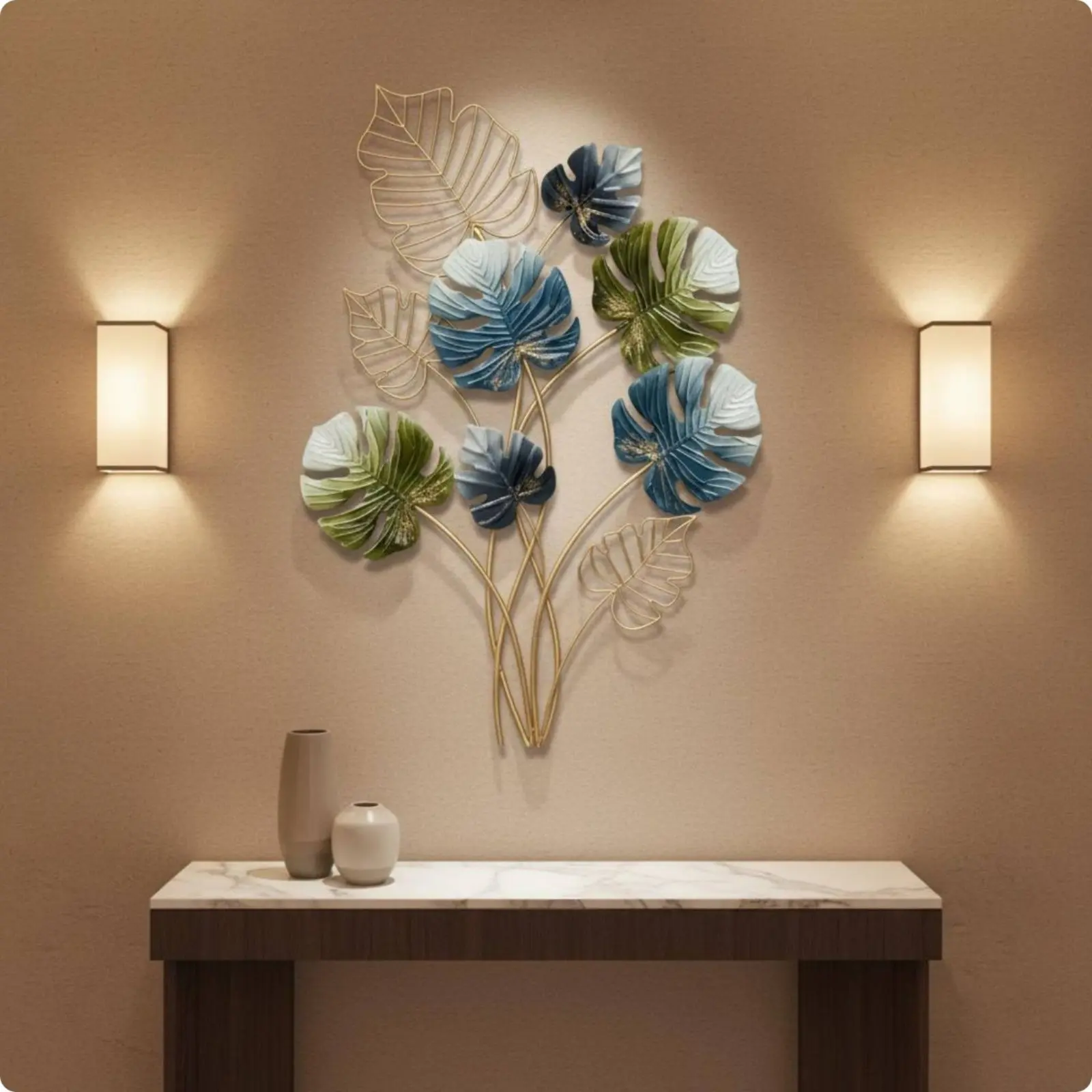 

Metal Ginkgo Wall Decor Gold Finish Metal Foliage Wall Art Modern Design for Hotel