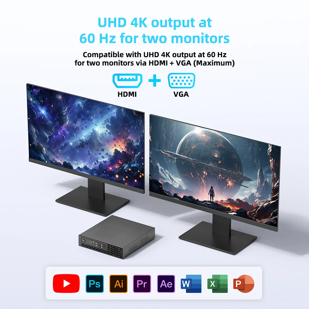 Texhoo MINI PC AMD Ryzen A10-8700P A12-9720P 8G RAM 256G ROM WiFi5 BT4.0 RJ45 LAN Commercial Office Desktop Computer