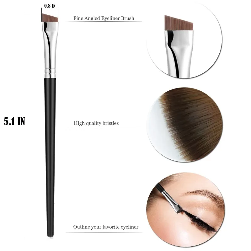 2Pcs Fine Angled Eyeliner Brushes,Precision Gel Eye Liner Brush Set