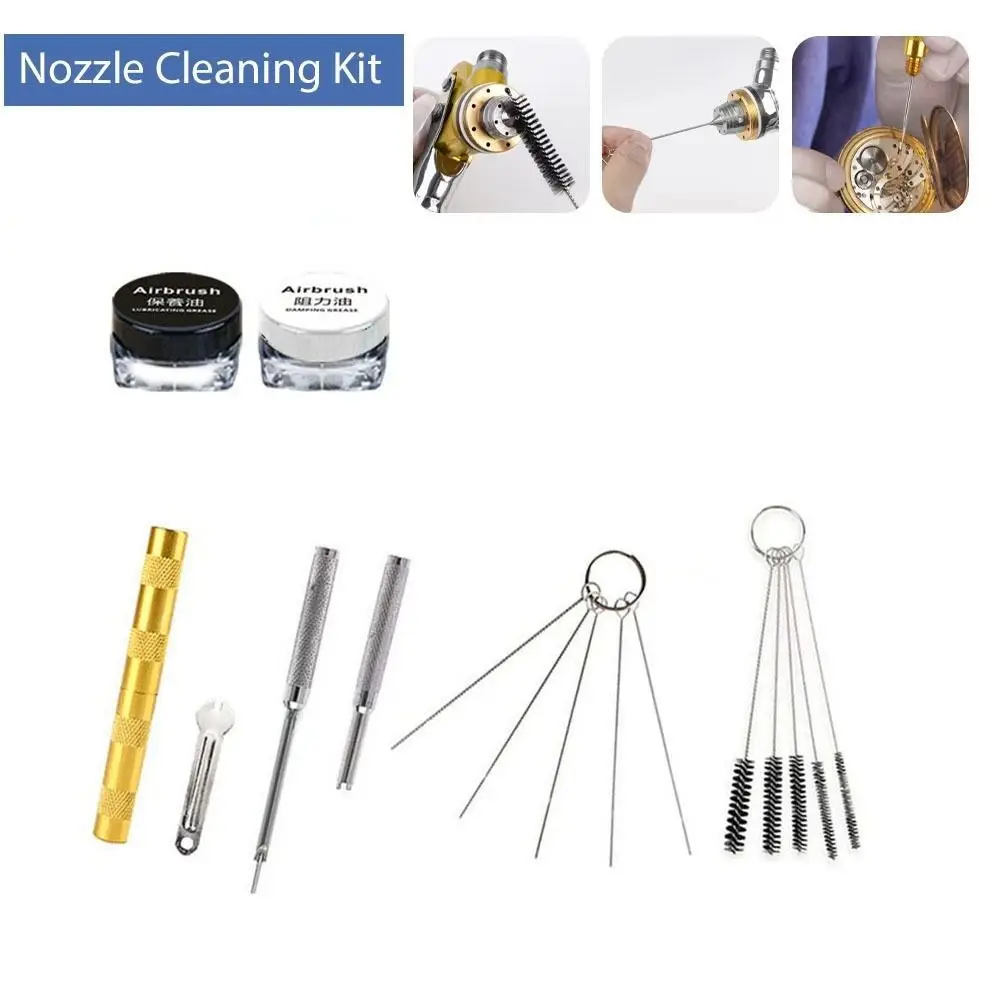 Cleaning Airbrush Spray Cleaning Repair Tool Kit Removal Repair Maintance Airbrush Spray Nozzle Cleaning Set Storage Box