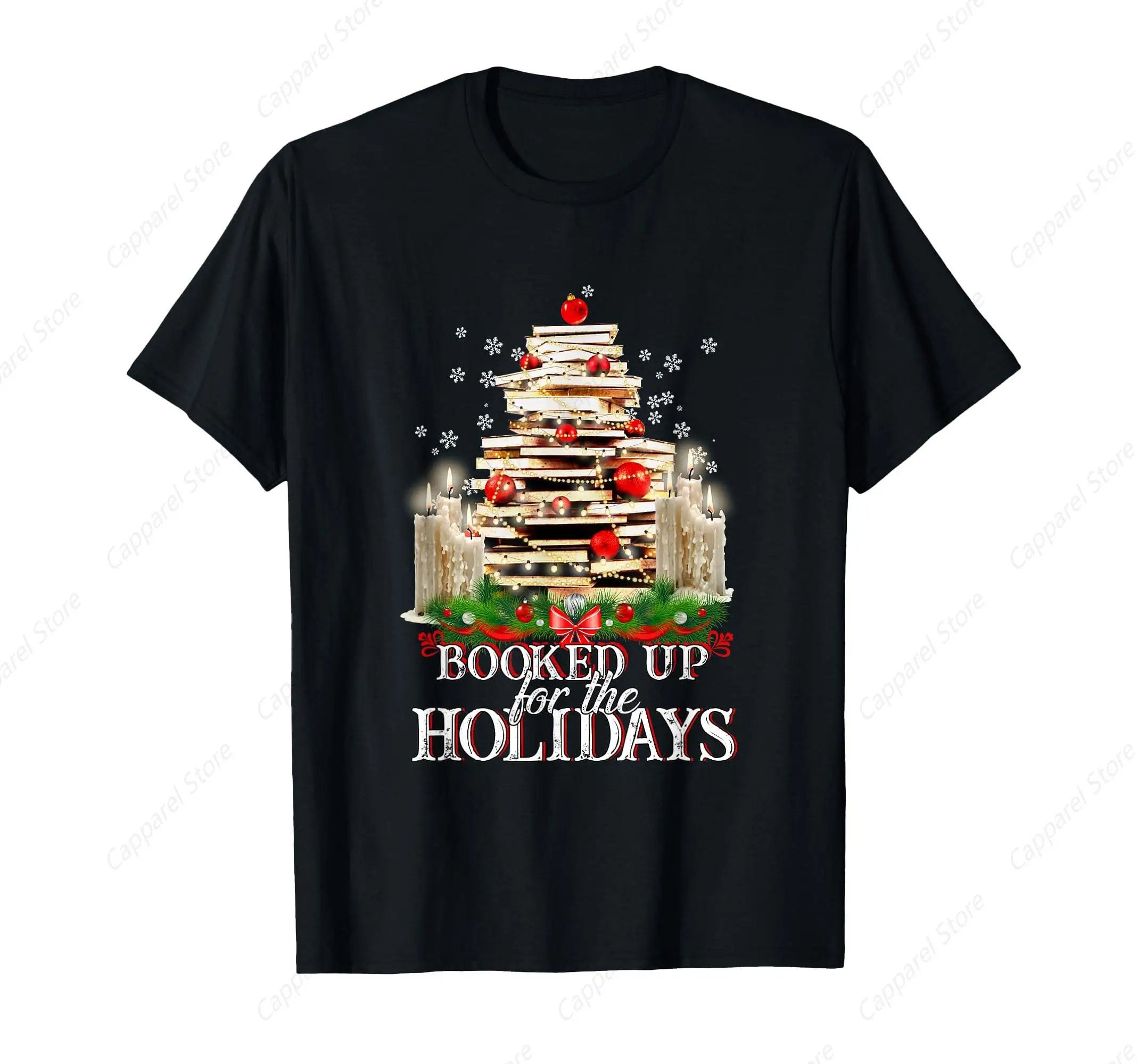 Christmas Librarian Booked Up For The Holidays Merry T-Shirt for Men Women