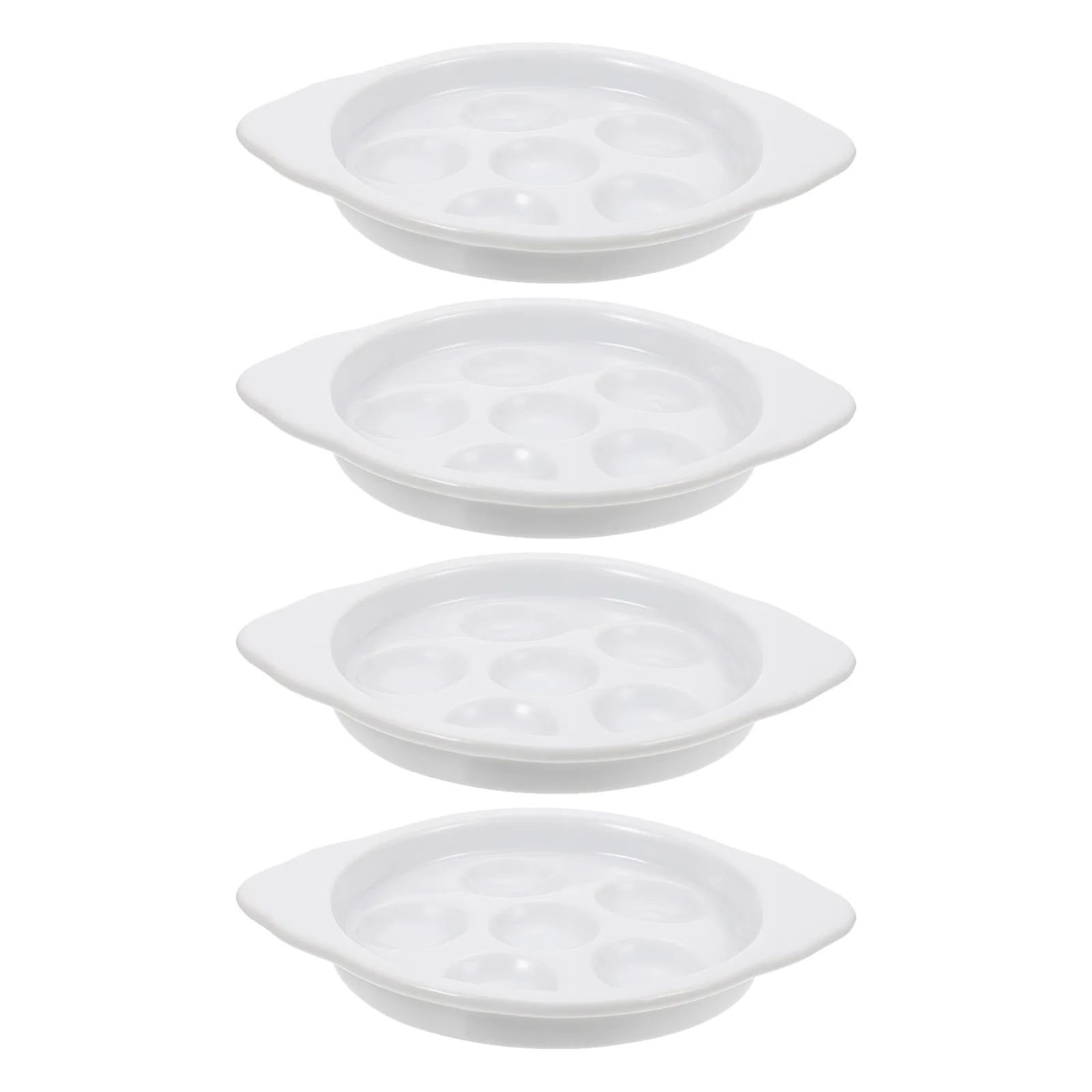 

4Pcs Ceramic Escargot Baking Holder 7 Inch White French Snail Plates Bbq Oven Serving Tray Shell Plates Ceramic Tray