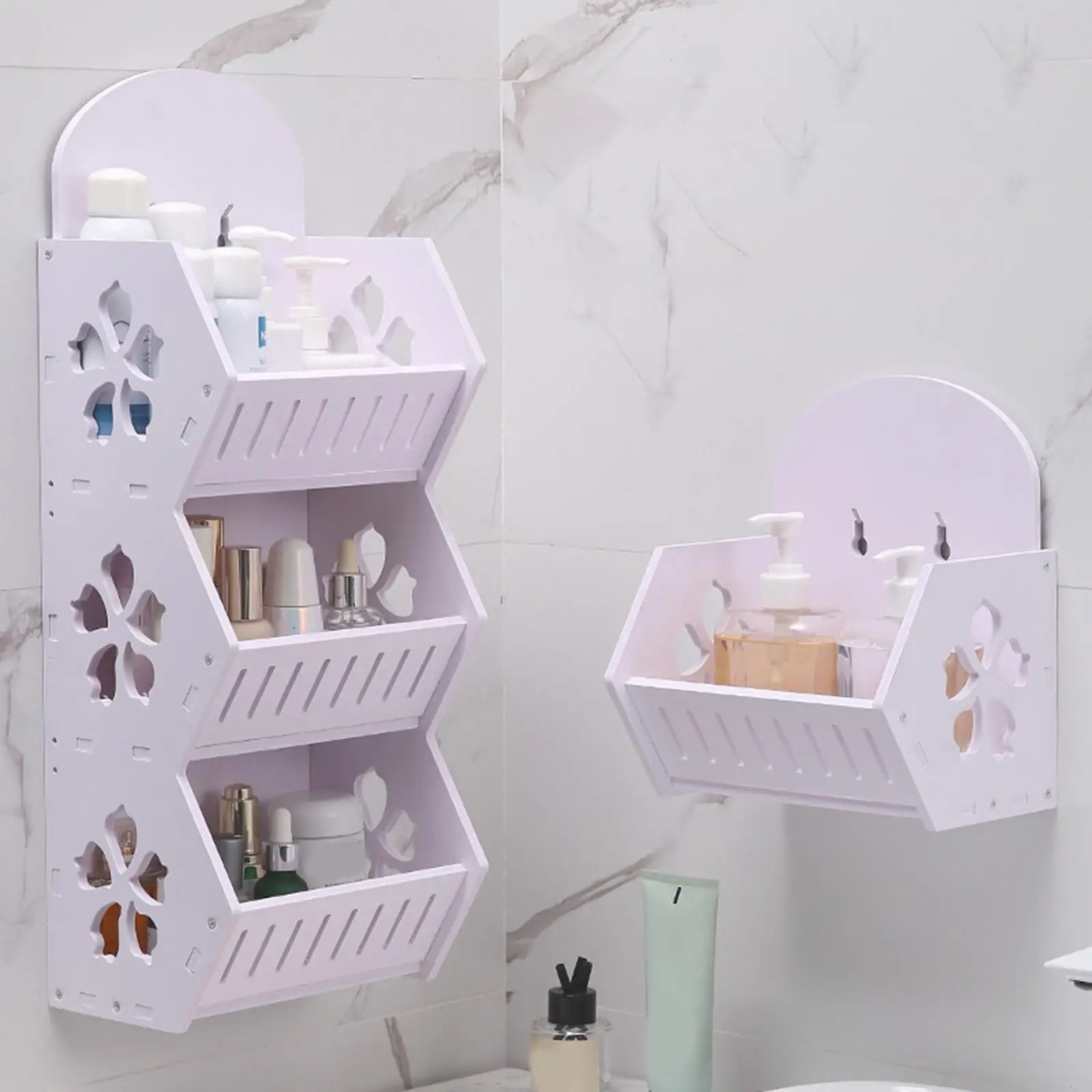 

Wall Shelf Shower Rack for Toiletries and Makeup Multifunctional PVC Organizer for Bathroom Accessories and Home
