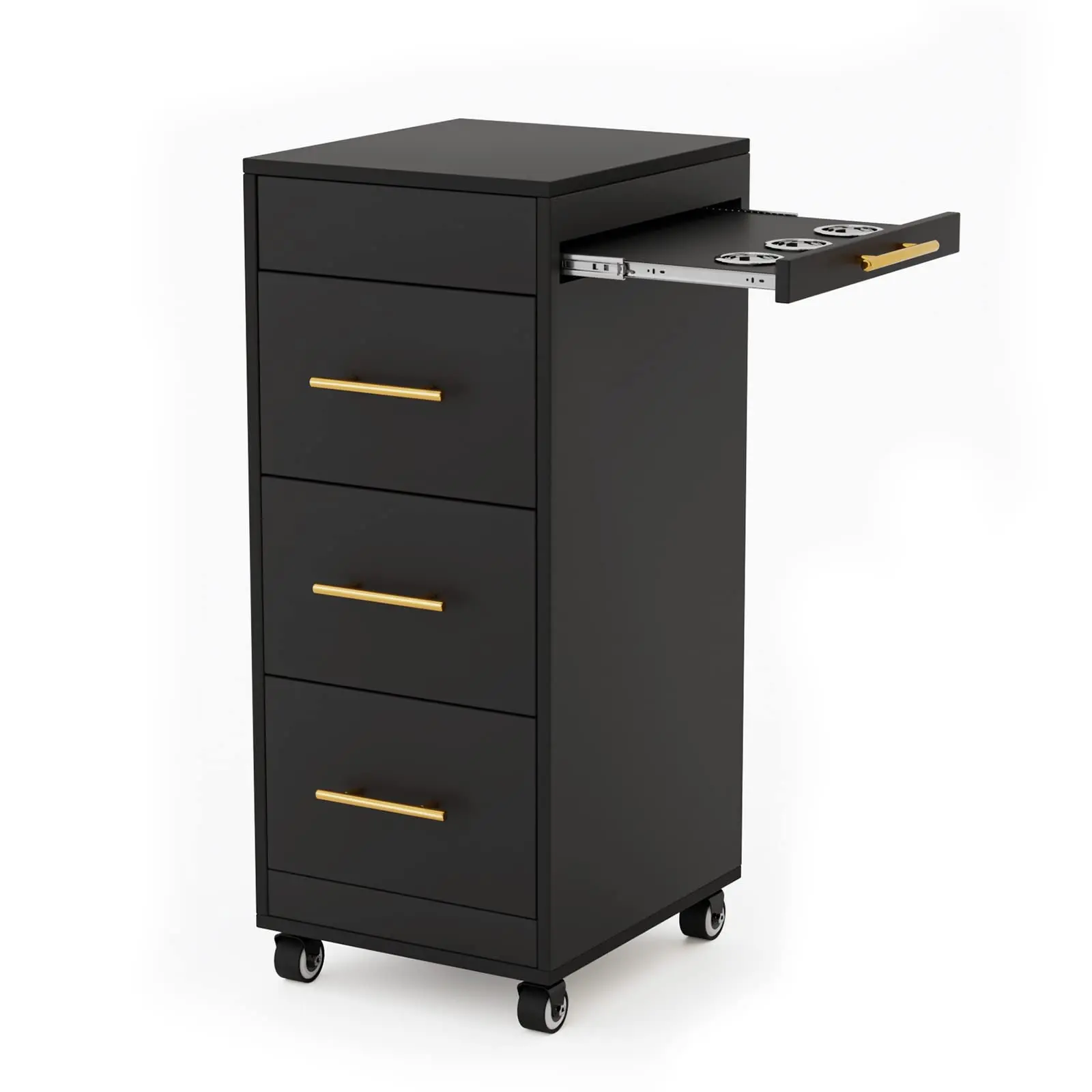 Salon Trolley Cart with Wheels, Wooden Hair Storage Cabinet, Stylist Cart Mobile Hairdressing Barber Station for Beauty
