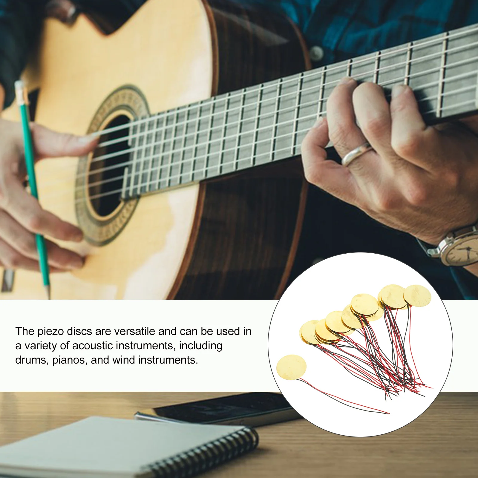 

20Pcs Piezo Discs Copper Microphone Trigger Sound Sensor for Acoustic Instruments Musical Drum Piezo Sounder Trigger Drum Disc