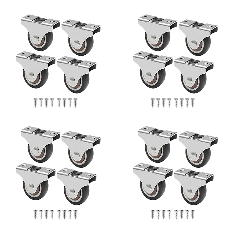 16 Pcs Mini Casters Furniture Casters Small 25Mm Fixed Casters Directional Movable Casters Movable Casters For Furniture