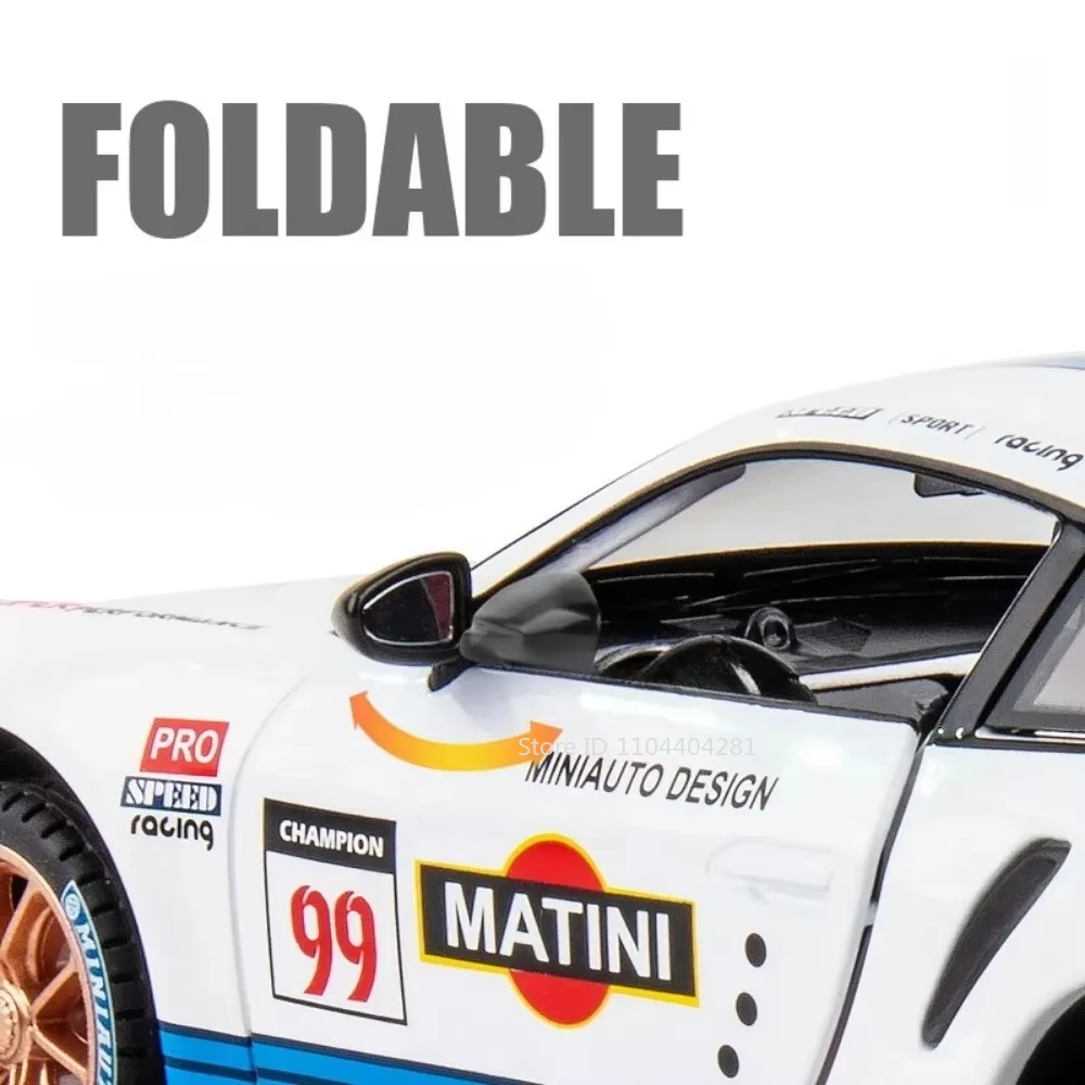 1:24 911 GT3 RSR كايين سيارات لعب دييكاست سبيكة نموذج الأبواب مفتوحة مع ضوء الصوت التراجع المركبات مجموعة هدايا الأطفال