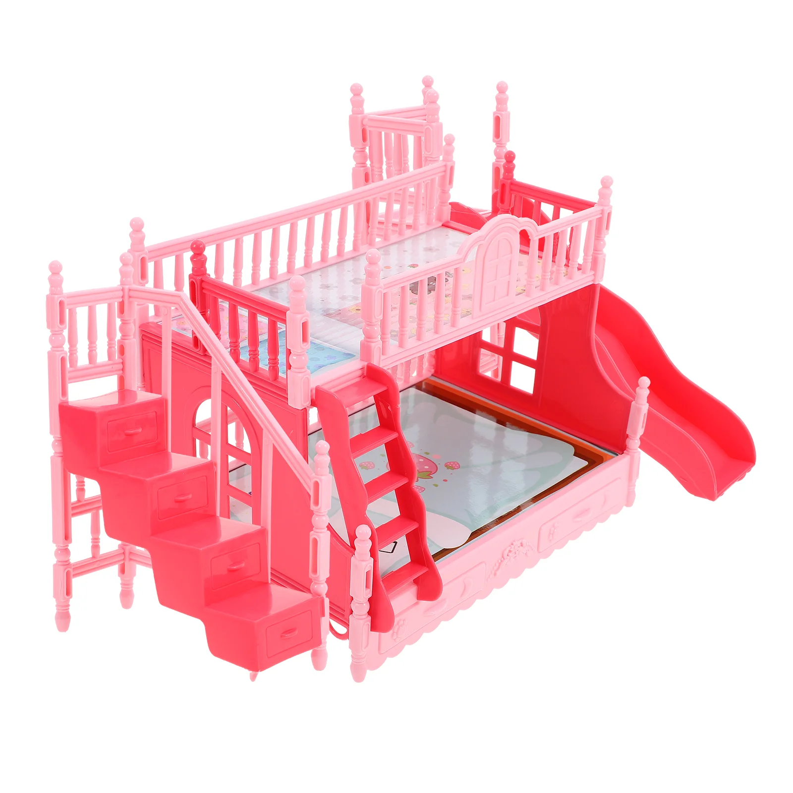 Bunk Bed Set Baby Dolls for Girls Girls' Accessories Mini House Furniture Miniature Model Abs