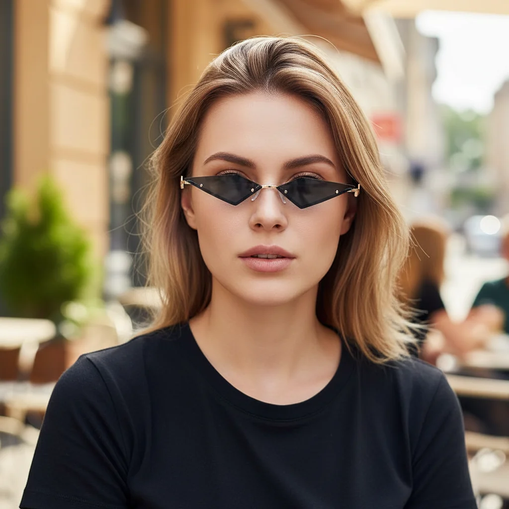 

Retro UV400 Trending Diamond Shape True Film Lens Rimless Sun Glasses Fashion Women Sunglasses