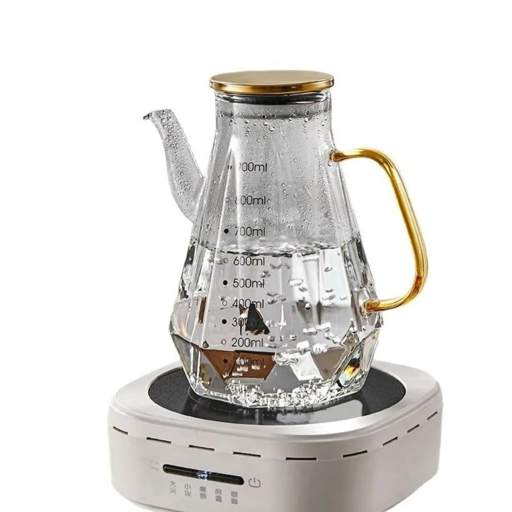 Borosilicate Glass Oil Dispenser with Scale Diamond Cut Clear Glass Oil Bottle with Handle Non Drip Kitchen Oil Container