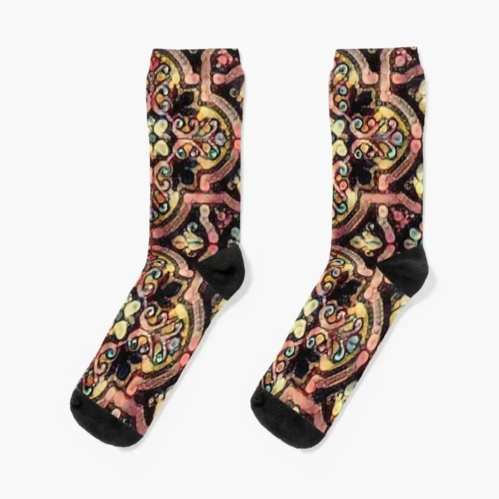 

Portuguese Tile Socks anti-slip new in's sheer Heating sock Women Socks Men's