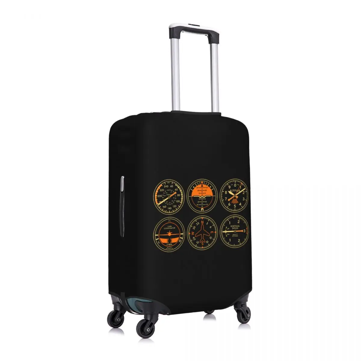 Custom Cockpit Six Dials Flight Simulator Pilot Luggage Cover Protector  Aviation Airplane Travel Suitcase Covers for 18-32 Inch