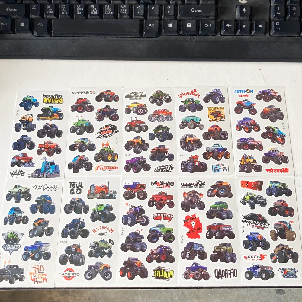 

10 Sheets Monster Truck Temporary Tattoos Boys Girls Teens Party Game Gifts Cool Car Tattoo Monster Truck Party Favors Supplies